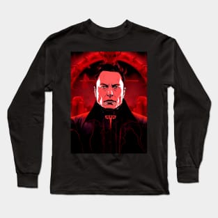 Elon Musk: Evil on a Dark Background Long Sleeve T-Shirt